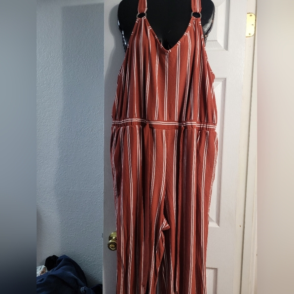 Derek Heart Pants - Striped Rust Jumpsuit  3x Derek Heart